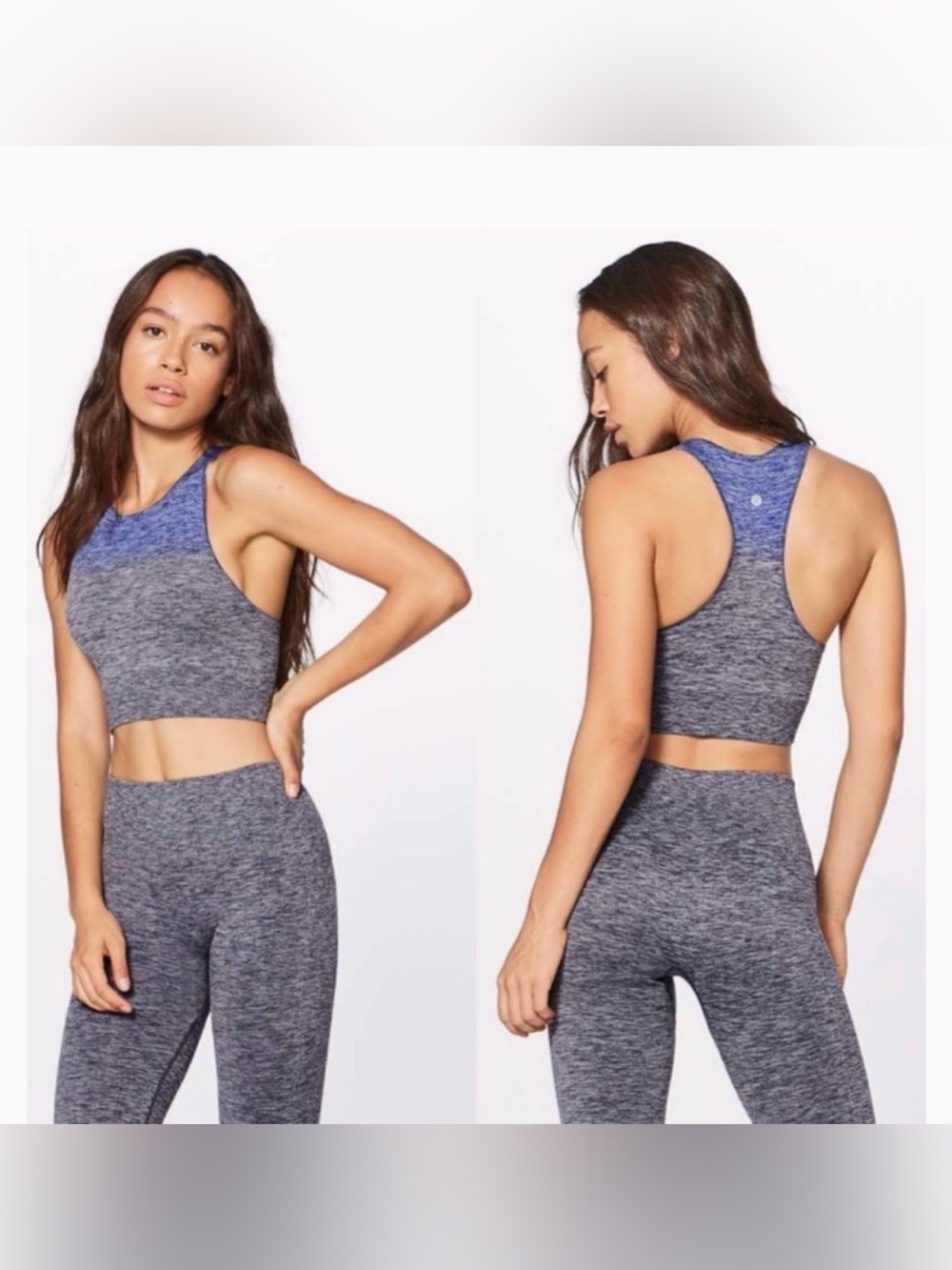 Lululemon Balance Resist Crop‎ Tank Women's SZ 4 Midnight Navy Seamless Yoga
